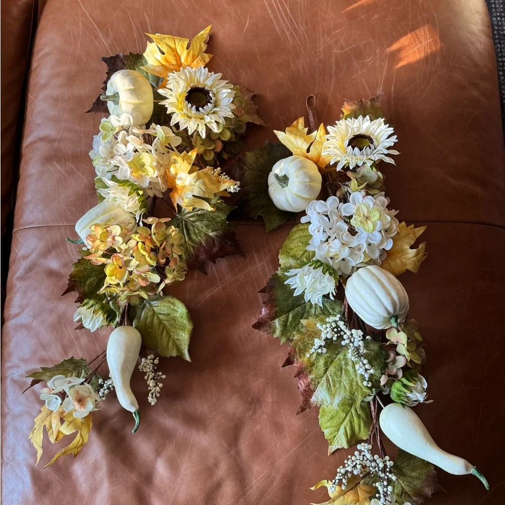 Autumn Harvest Floral Swag with Pumpkins